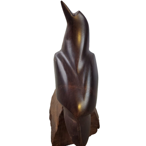 Vintage Hand Carved Wood Bird Sitting Sculpture Figurine Adults Brown Home Decor - Picture 1 of 7